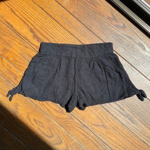 Free People Black Side Tie Shorts Elastic Waistband